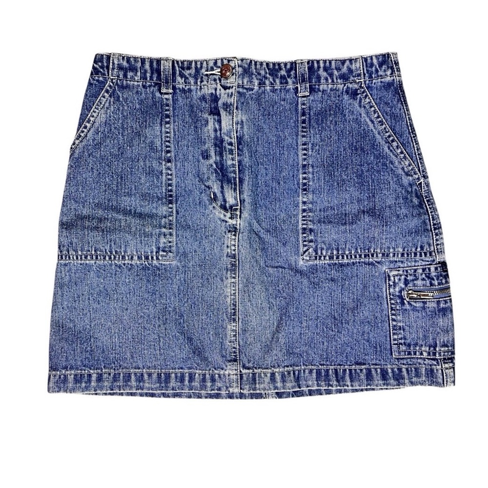Starwear Denim Jean Mini Skirt Y2K Cargo Utility Pocket 100% Cotton Size Medium